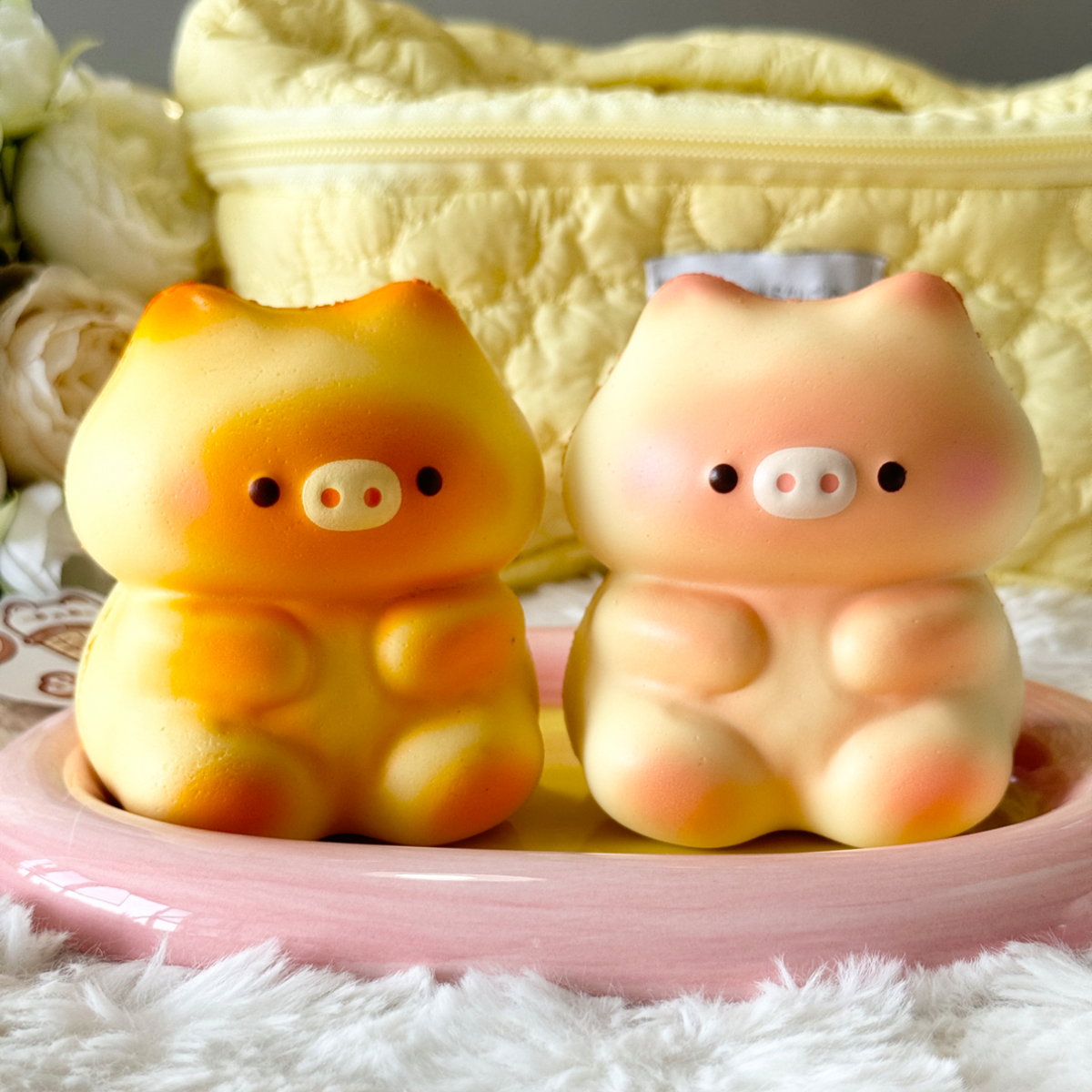 Yellow Peach Piggy Slow Rise Squishy