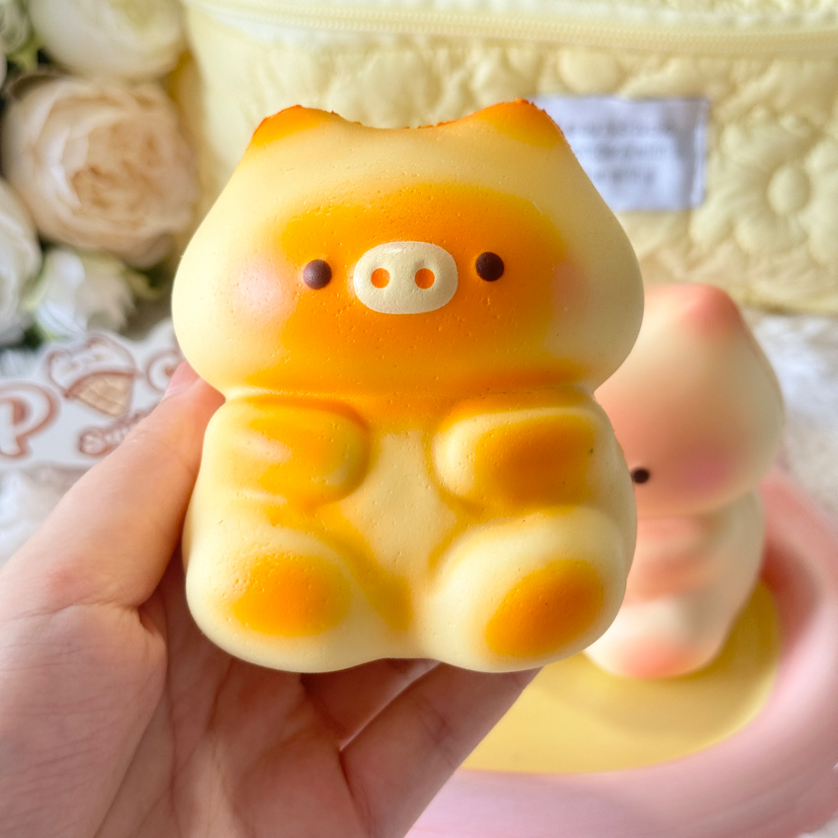 Yellow Peach Piggy Slow Rise Squishy